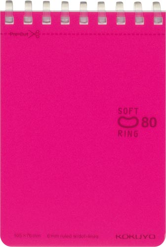 ソフトリングメモドット入Ｂ罫Ａ７　８０枚　桃１０冊画像