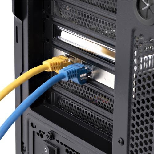 ネットワークアダプターカード　PCI　Express　x1　2ポート　1個 基盤が正面から見える状態で、2つのポートが配置されている様子。