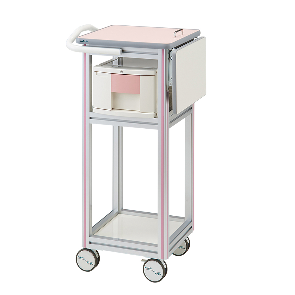 ヨーロピアンカート Ⅱ（スリムPCカート） 補助天板あり 引出し1段 ピンク画像