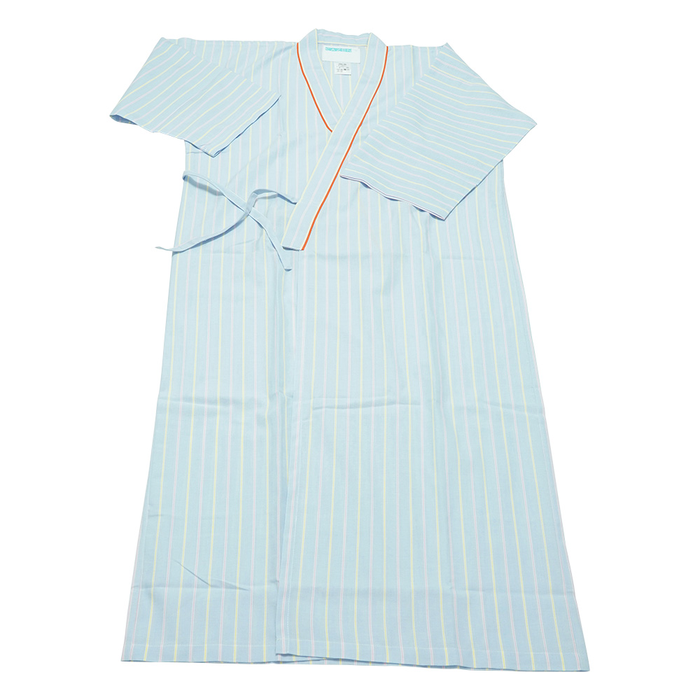 患者衣ガウン（男女兼用）　ブルー×オレンジ　M画像