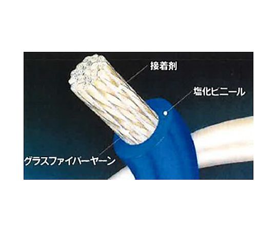 φ7mmx20m グラスファイバーロープ 円形に巻かれたロープがテーブルに置かれ、表面が滑らかで均一な質感を持つ様子