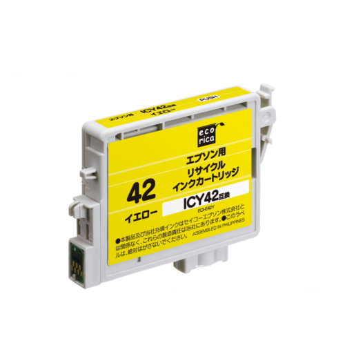 ﾘｻｲｸﾙｲﾝｸｶｰﾄﾘｯｼﾞ ｲｴﾛｰ(顔料) [ｴﾌﾟｿﾝ:ICY42互換] ECI-E42Y 1個画像