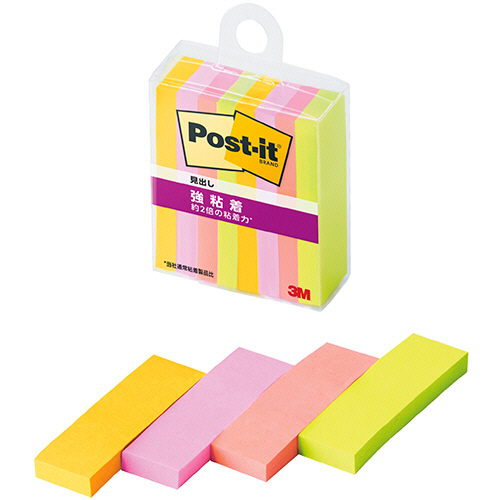 ﾎﾟｽﾄ･ｲｯﾄ 強粘着見出し ﾏﾙﾁｶﾗｰ6 50×15mm 4色 1ｾｯﾄ(80冊:8冊×10ﾊﾟｯｸ)画像