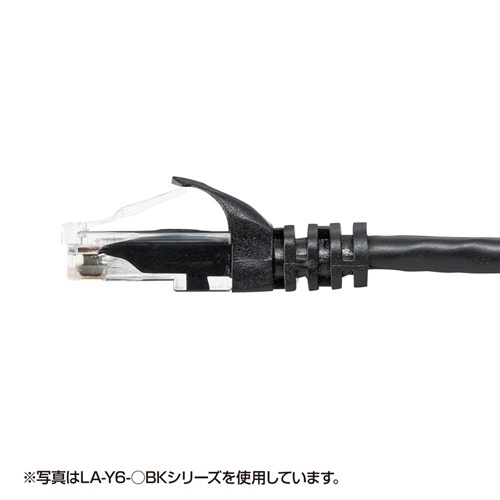 カテゴリ6UTP　LANケーブル　ブルー　3m　1本 ケーブルのコネクタ部分が鮮明に見える状態