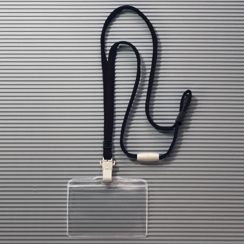 つりさげ名札 ﾖｺ型 ｿﾌﾄﾀｲﾌﾟ 平ひも ﾌﾞﾗｯｸ 1個画像