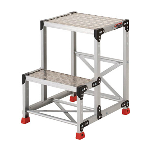 作業用踏台 ｱﾙﾐ製･縞板ﾀｲﾌﾟ 天板寸法500×400×高さ700 1台画像