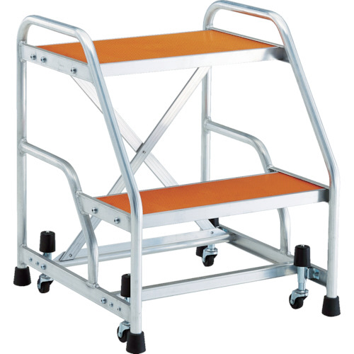 ｱﾙﾐ製作業用踏台 ﾏｸﾞﾈｯﾄ保持ｷｬｽﾀｰ付 高さ0.6m2段 1台