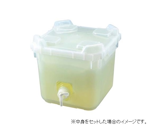 バックインコンテナー　本体穴明き(蓋付)BIC#20-1 透明な蓋が付いた穴明き容器の内部が見える状態