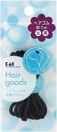 ヘアゴム　太　黒　約１ｍ　ＨＬ０１２４　１本画像