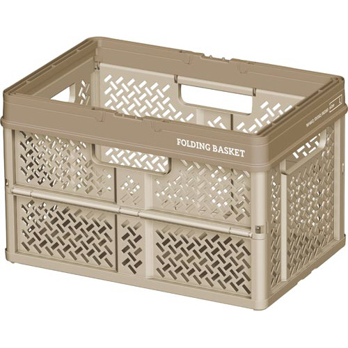 折りたたみバスケットＬ　ベージュ画像