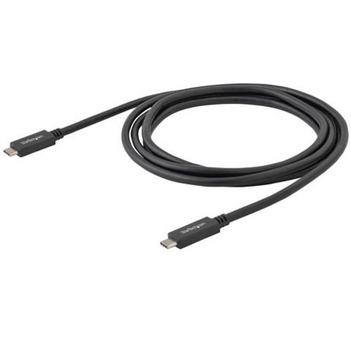 USB3.1ケーブル　Type-Cオス(24ピン)-Type-Cオス(24ピン)　ブラック　0.5m　1本 ケーブル全体が横向きに配置され、端子部分が鮮明に見える状態