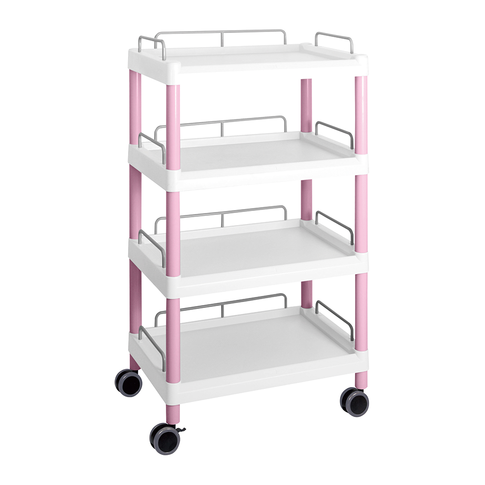 モバイルイージーカート（トールタイプ／ワイド32）ピンク　4段　ガード枠あり画像