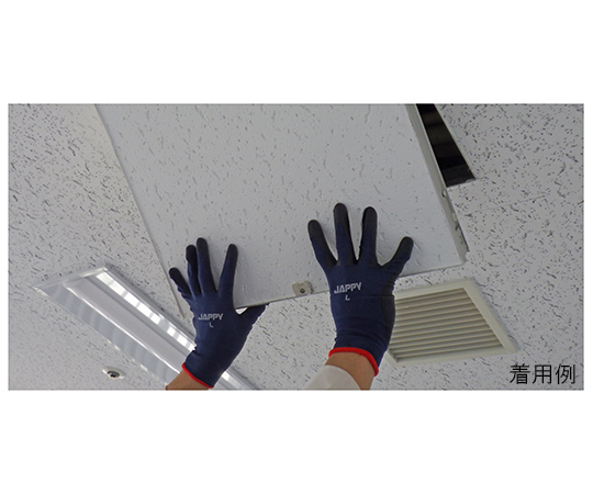 作業用手袋 3双入り パッケージが正面から見える状態で、手袋の色とデザインが明瞭に確認できる。