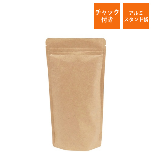 スタンドチャック袋200g縦長茶クラフト（V付）画像