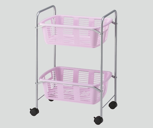 脱衣カゴワゴン・ラック2段式 ラベンダーピンク キャスター有り画像