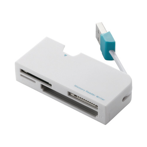 カードリーダー　ＵＳＢ２．０　ケーブル収納　白画像
