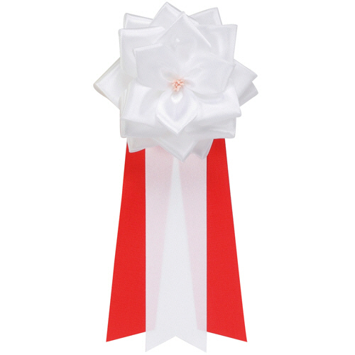 徽章ﾘﾎﾞﾝ ﾊﾞﾗ三枚ﾀﾚ 白 中 1ﾊﾟｯｸ(12個)画像