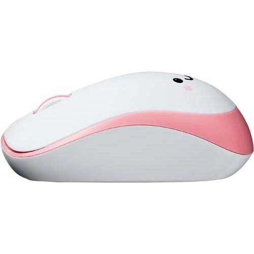無線IRLEDマウス M-IR07DR ピンク 表面に光沢のあるピンク色の本体が正面から見える状態