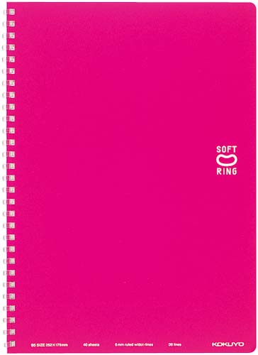 ソフトリングノートセミＢ５ドットＢ罫４０枚　桃×５画像