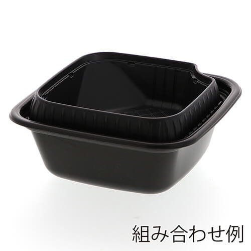 リスパック 丼容器 正角丼 中皿 黒 50枚画像