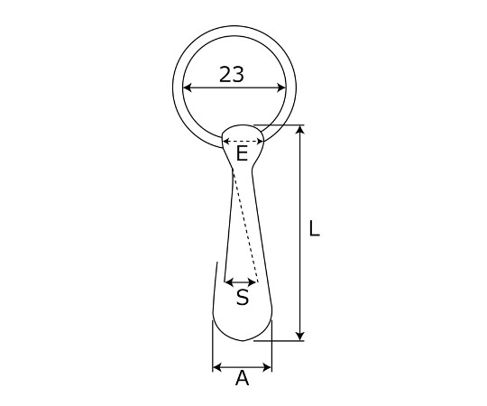 小型ナスカン　No.5　42mm クリアな素材で作られた金属製の留め具が正面から見える状態