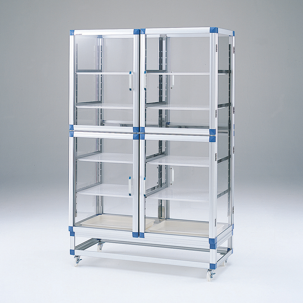 スタンダードデシケーター両面タイプ　強化プラスチック棚　1152×555×1765mm