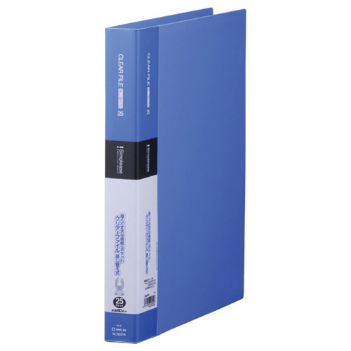 ｼﾝﾌﾟﾘｰｽﾞ ｸﾘｱｰﾌｧｲﾙ差し替え式 A4ﾀﾃ 30穴 25ﾎﾟｹｯﾄ付属 背幅36mm 青 1冊画像