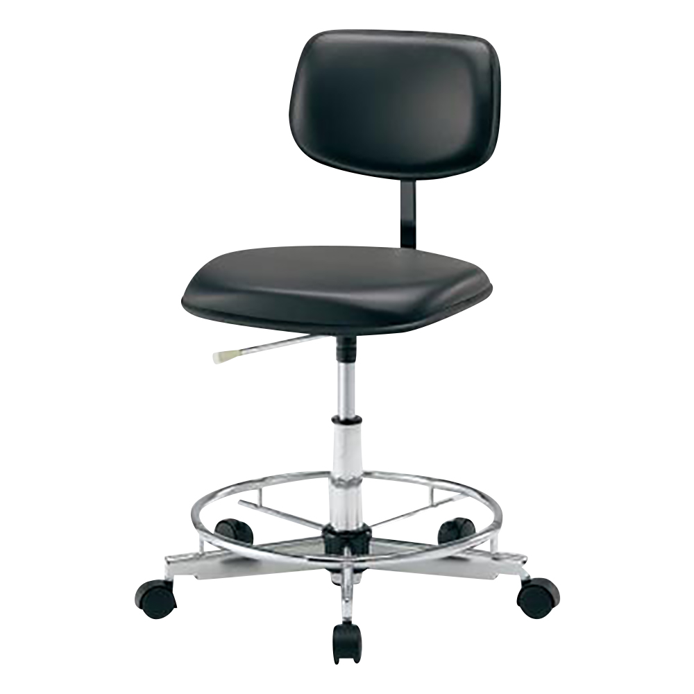 クリーンカラフルスタンダードチェア（クラス100対応）　足掛リング有り　ブラック