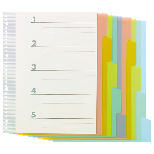 ｲﾝﾃﾞｯｸｽ(PP) A4ﾀﾃ 2･4･30穴 5山2組 1ﾊﾟｯｸ画像