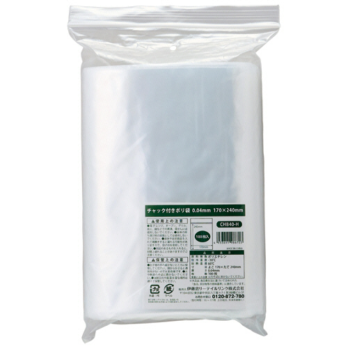 ﾁｬｯｸ付ﾎﾟﾘ袋 0.04×170×240mm 1ﾊﾟｯｸ(100枚)画像