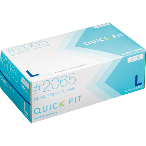 ニトリルグローブ　クイックフィット　粉なし　ブルー　L　1箱(250枚)画像