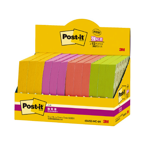 強粘着マルチカラー６　７５×７５　４色　１２冊画像