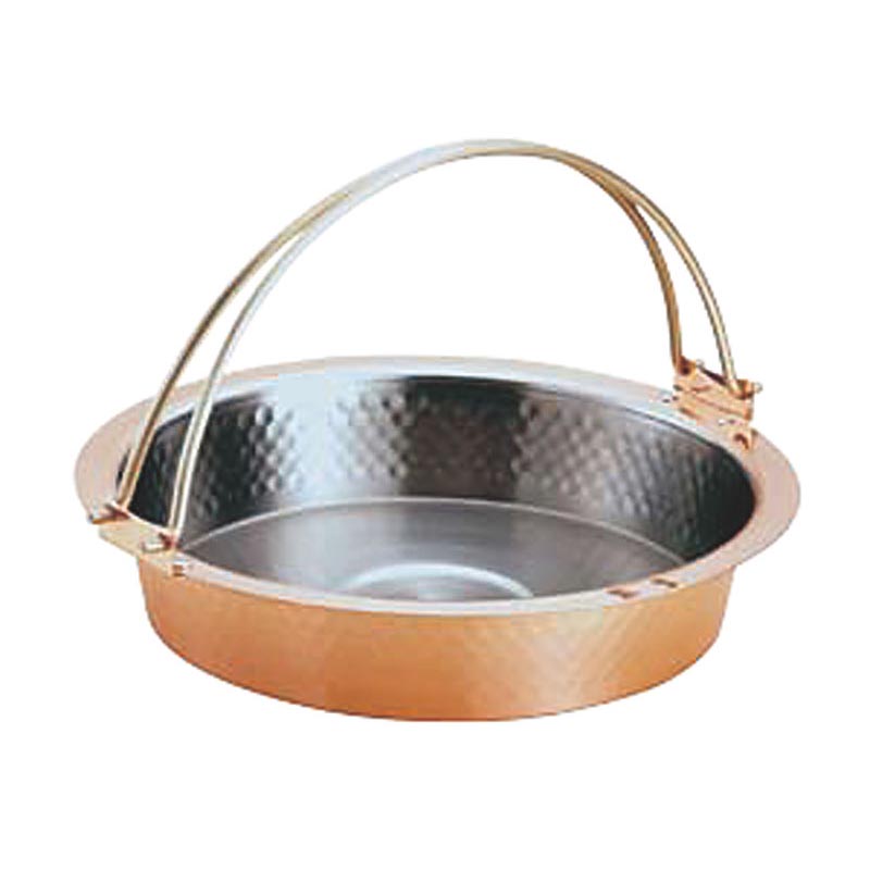 テーブル用品 銅製槌目入すきやき鍋ツル付 26cm S-2058L