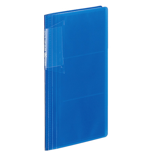 ｶｰﾄﾞﾎﾙﾀﾞｰ(ﾉﾋﾞｰﾀ)(固定式･ｽﾘﾑ) ｸﾘﾔｰﾀｲﾌﾟ 180名 ﾖｺ入れ 青 1ｾｯﾄ(10冊)画像
