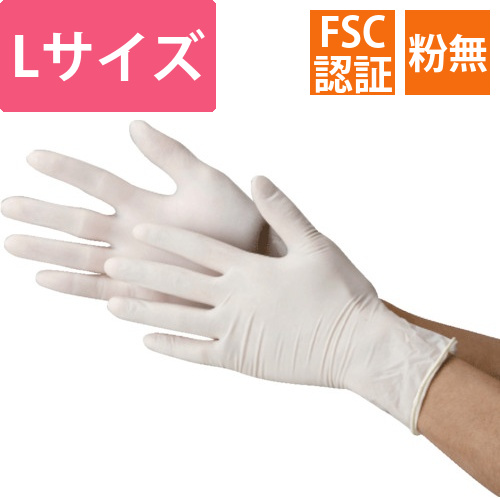 川西　天然ゴム使い切り手袋粉無　＃2132　L　ナチュラル　100枚入画像
