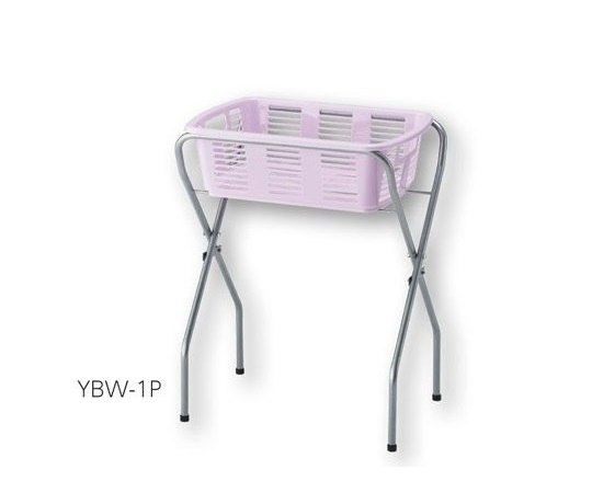 脱衣カゴワゴン・ラック1段式 ラベンダーピンク アジャスター付画像