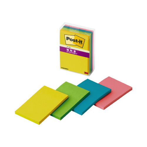 ポストイット強粘着マルチカラー８　７５×５０　４冊画像