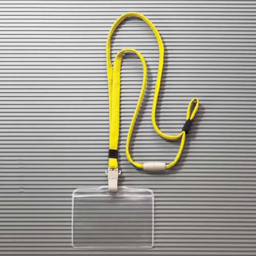 つりさげ名札 ﾖｺ型 ｿﾌﾄﾀｲﾌﾟ 平ひも ｲｴﾛｰ 1個画像