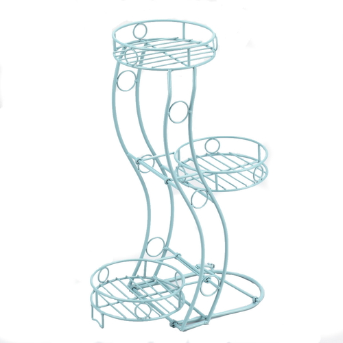 フラワースタンド 心春 S型折りたたみフラワーラック L ブルー画像