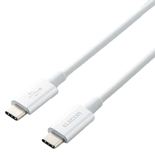 USB2.0ケーブル(C-C、PD対応、耐久仕様)　シルバー　1m　RoHS指令準拠(10物質)　1本