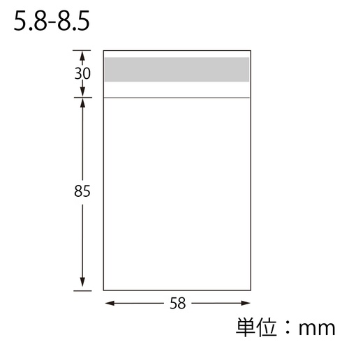 ピュアパック T 5.8-8.5 透明なパッケージが正面から見える状態で、内容物が確認できる様子。
