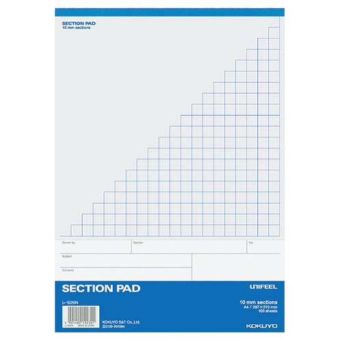 ｾｸｼｮﾝﾊﾟｯﾄﾞ UNIFEEL A4 10mm方眼 100枚 1ｾｯﾄ(5冊)画像