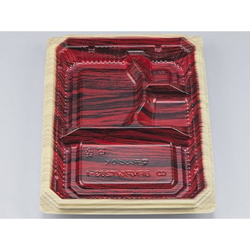 シーピー化成 弁当容器 BFNアルバ28S-1 和もく赤 本体 発泡画像