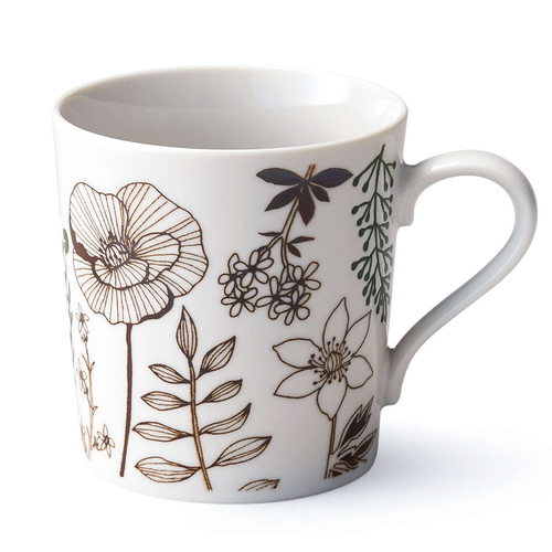 マグカップ フラワーパターン マグ 茶画像