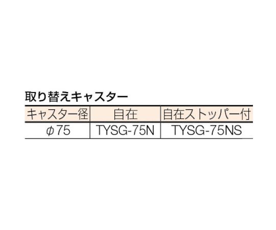 箱台車 内寸620X430 ナイロン車 自在ストッパー付X2 収納スペースに置かれた、自在ストッパー付きの台車が横から見える状態
