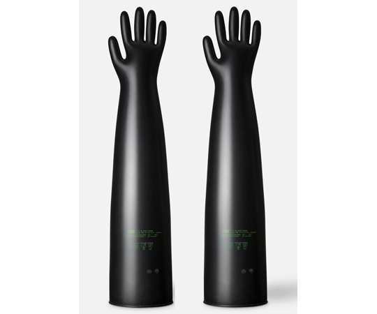 グローブボックス/アイソレーター用ブチル手袋 6インチ 薄0.4mm ハンドサイズ8.5inch 長さ800mm