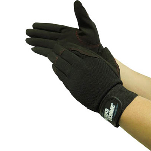 WORKS HOMME 人工皮革手袋 背抜き ﾌﾞﾗｯｸ L 1双画像