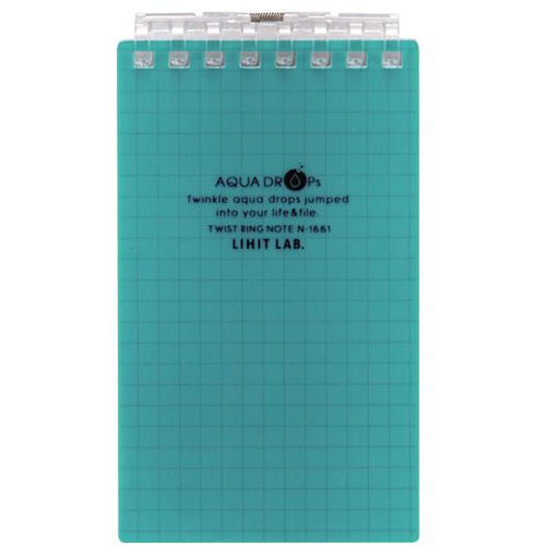 AQUA DROPs ﾂｲｽﾄﾉｰﾄ(ﾒﾓｻｲｽﾞ) 8穴 5mm方眼罫 ﾘｰﾌ40枚付属 青緑 1冊画像