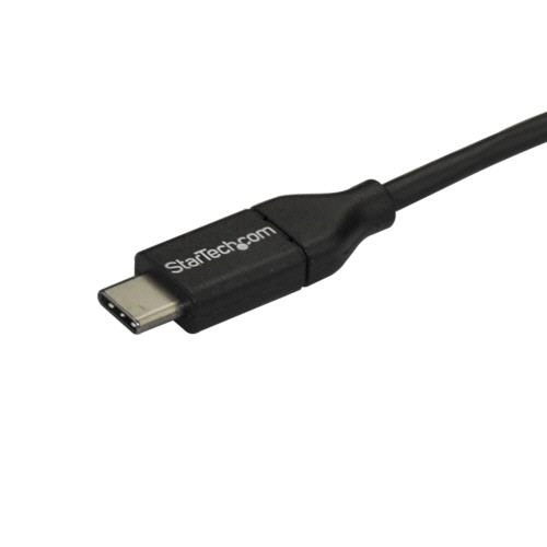 USB2.0　プリンターケーブル　Type　B(オス)-Type　C(オス)　2m　ブラック　1本 両端がそれぞれ異なるコネクタで、黒いケーブルが直線的に伸びている様子