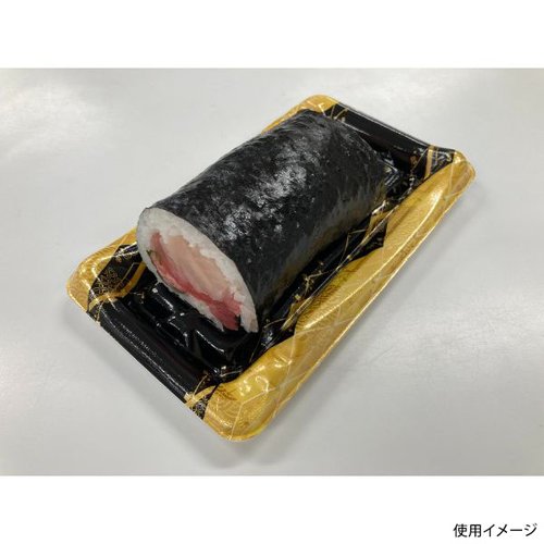 刺身容器 SF鮨板13 菱蒔絵 本体 シーピー化成 透き通った容器に美しく盛り付けられた刺身が見える状態